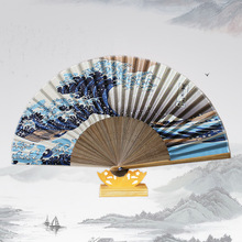 折扇 和风装饰扇 丝绸绢扇子 樱花海浪扇 日式店铺装饰品团扇