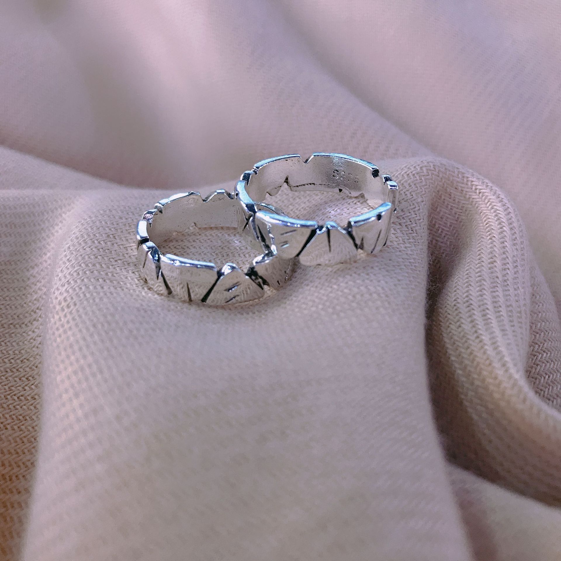 石头戒指时尚个性潮男士ins女生小众设计指环简约开口