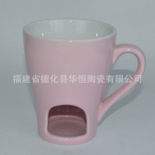 跨境陶瓷酒精火锅杯定制一体马克杯粉色雪糕巧克力奶酪融化炉