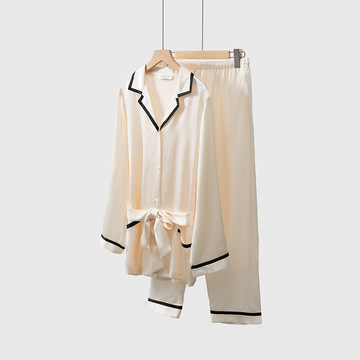 重磅素绉缎轻奢高货真丝睡衣套装家居服女桑蚕丝长袖长裤