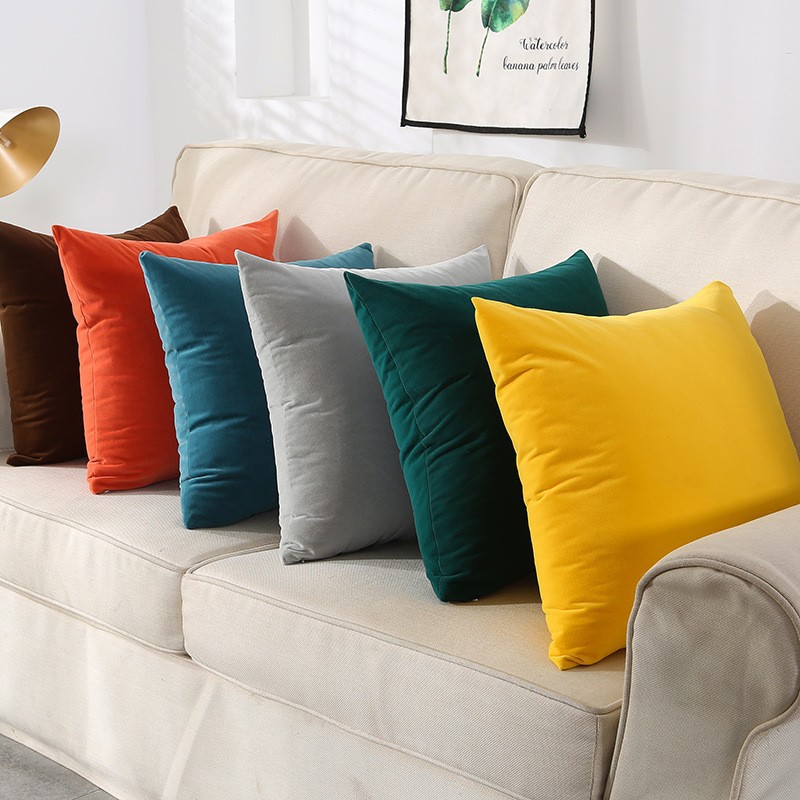 Amazon Hot Nordic Instagram Style Solid Color Velvet Pillow Cover Velvet Textured Sofa Netherlands Velvet Cushion Cover