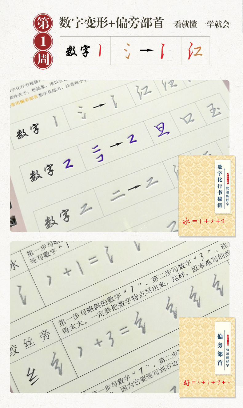 练字帖成人数字化行书密码常用字分解凹临摹字帖行书速成字帖
