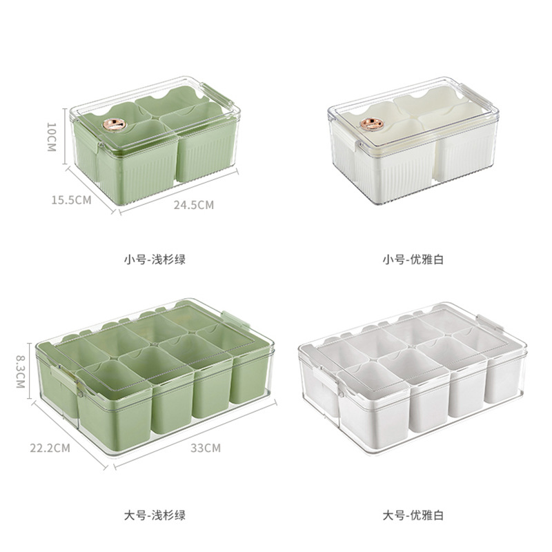 Eight-Compartment Kitchen Divided Storage Box Frozen Meat Compartment Box Hot Pot Ingredients Storage Box Moisture-Proof Sealed Box