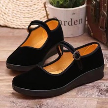 成人儿童大合唱中学生演出鞋子军装新四军八路军红军黑色布鞋女士