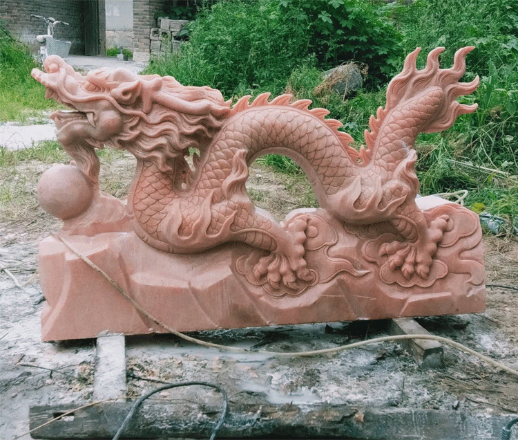 厂家石雕龙汉白玉动物石刻青龙九龙盘龙十二生肖龙石雕像流水摆件