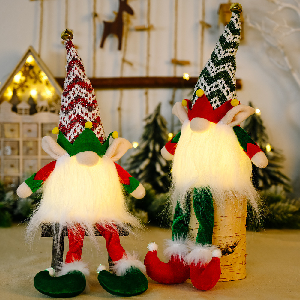 New Christmas Decoration Christmas Elf Light-Emitting Rudolf Doll Christmas Faceless Doll Doll