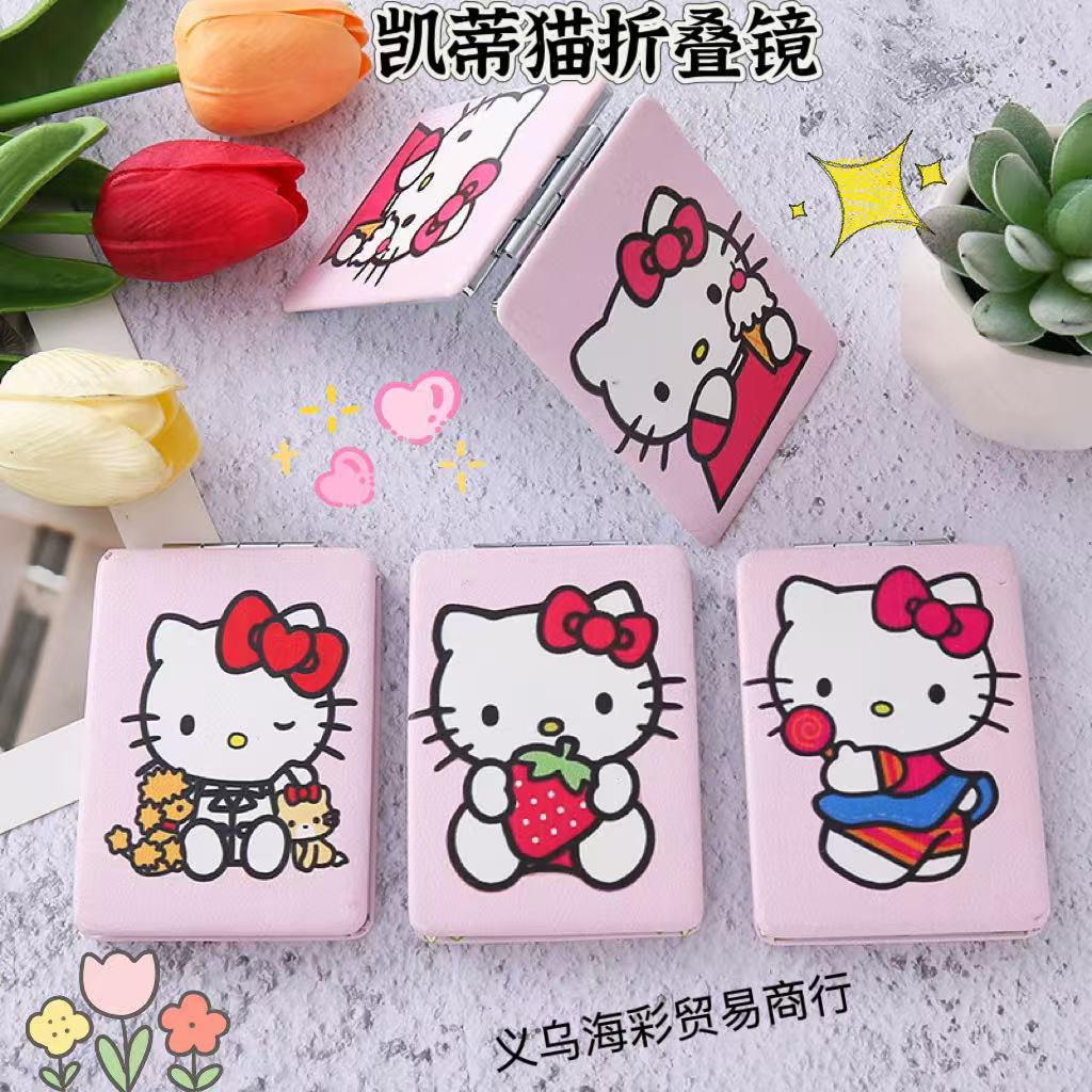 portable make-up mirror cute cartoon student folding double-sided makeup beauty small mirror portable pocket mirror