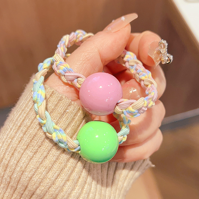 Korean Style Candy Color Hair Rope Hand-Woven Twist Braid Hair Ring Head Rope High Elastic Rubber Band Tied-up Hair Hair Accessories Leather Case Women