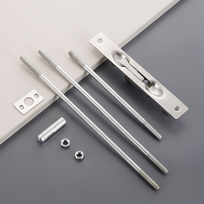 防火门插销消防门天地门插双开门不锈钢防盗门暗插销加长隐形门栓