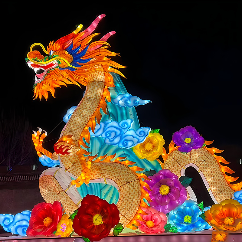 龙年花灯户外大型彩灯春节景区灯光造型装饰灯会庙会中国龙景观灯