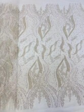 波浪纹图案重工婚纱礼服珠管蕾丝面料工厂wedding dress fabric