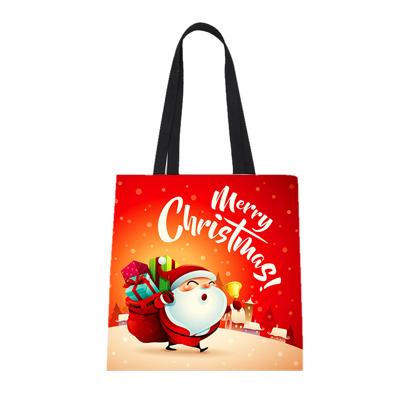 New Amazon Hot Sale Christmas Printed Santa Claus Non-Woven Handbag in Stock