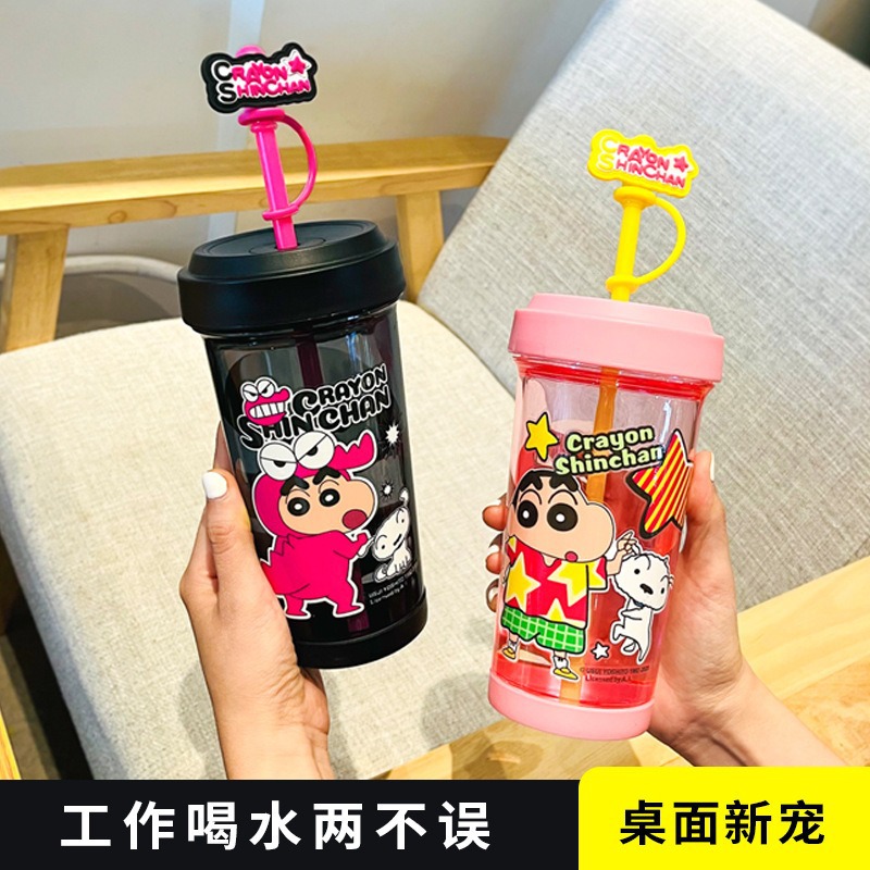 Crayon Xiaoxin Good-looking Large-Capacity Water Cup Student Children Portable Cup High Temperature Resistant Cute Straw Cup Cup