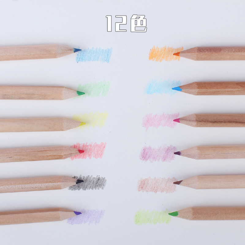 12-Color Barrel Color Lead Children's Painting Graffiti Color Pencil Color Lead Primary School Student School Supplies Kindergarten Art Training Pencil