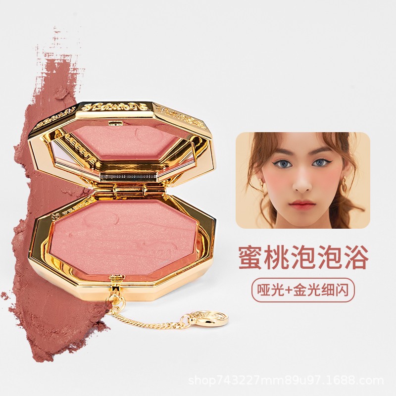 Monochrome Blush Women's Natural Nude Makeup Pearlescent Shiny Young Girl Blusher Plate Long-Lasting Brightening Skin Color