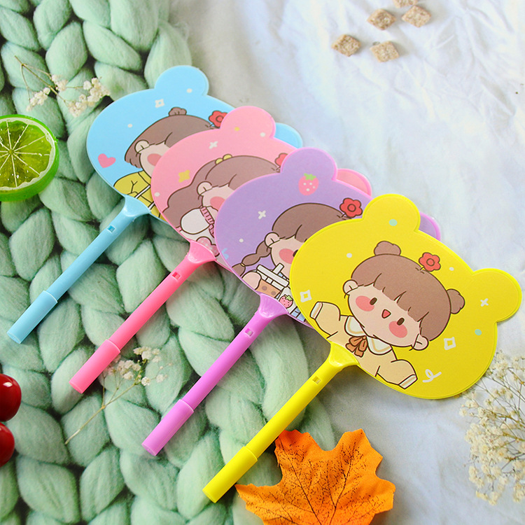 Cute Girl Shape Fan Pen Student Children's Prizes Gift Logo Advertising Marker Creative Stationery Ballpoint Pen