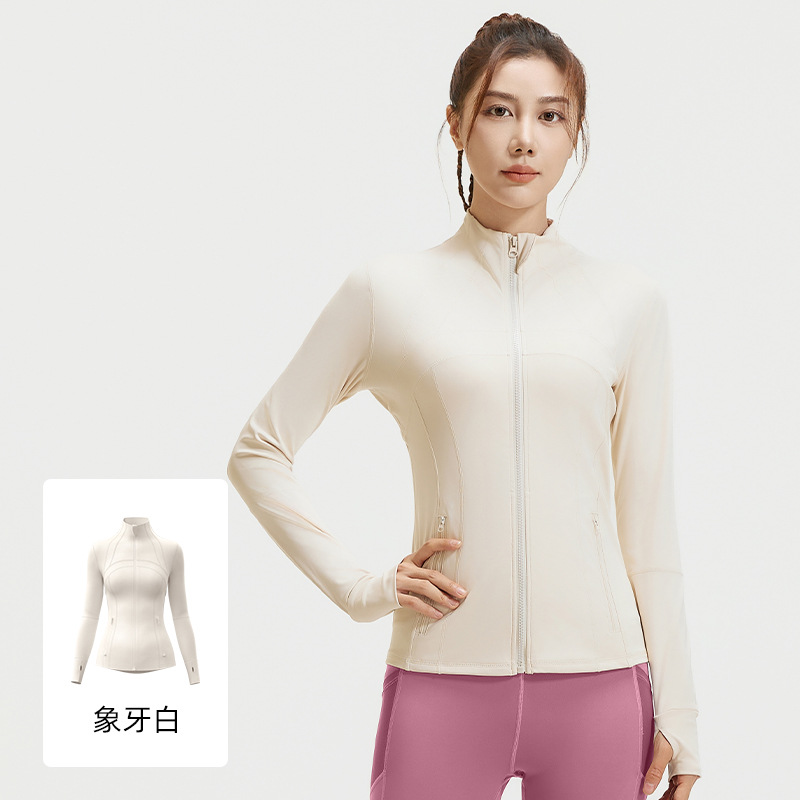 juyitang new autumn and winter stitching fitness breathable stretch pocket running exercise yoga clothes coat