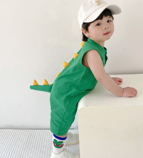 Tolo Rabbit Summer New 0-3 Years Old Infants Baby Romper Fresh Green Dinosaur Shape Sleeveless Romper Baby Clothes