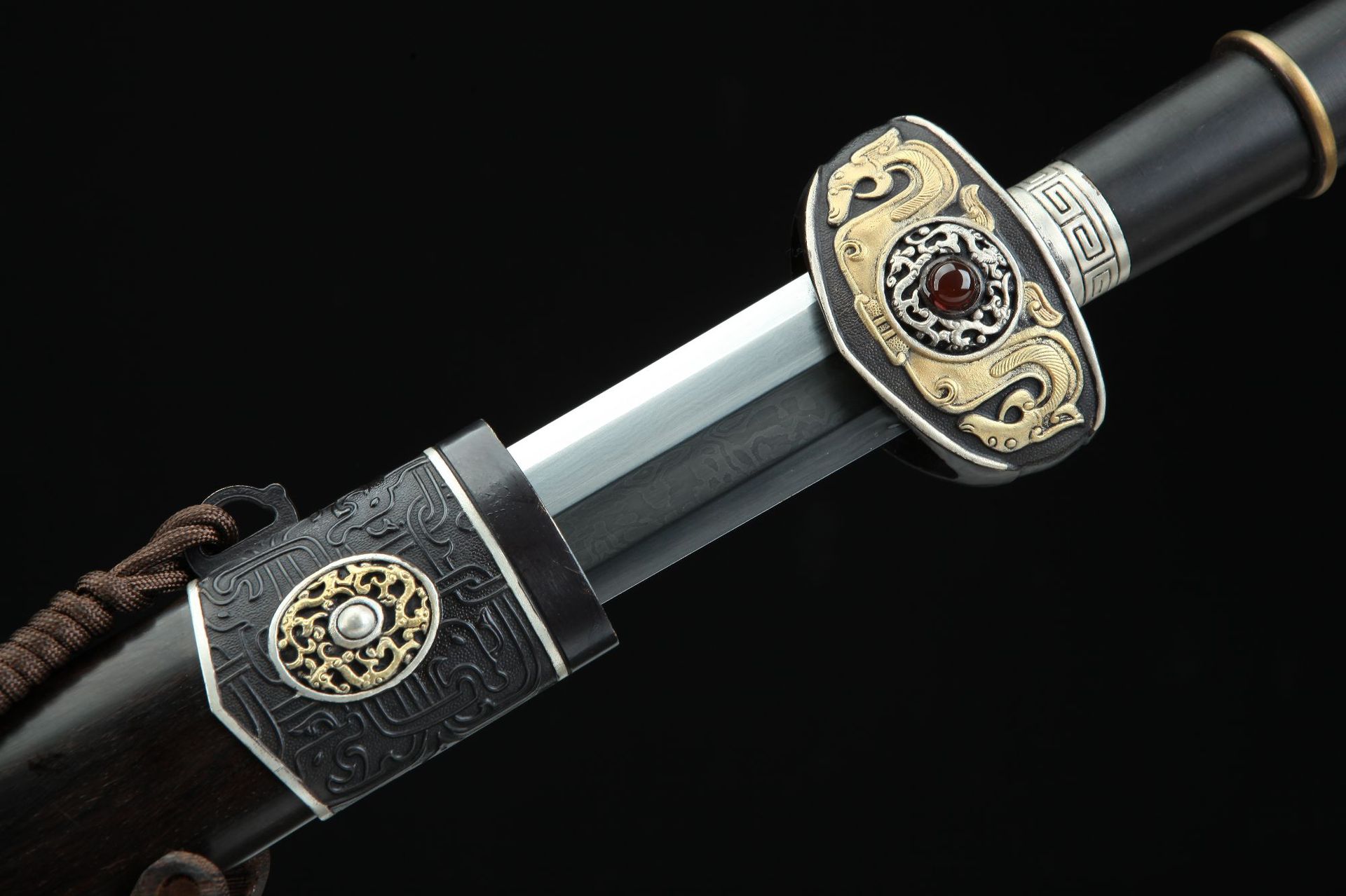 龙泉市刀剑三色铜一体八面汉剑防身兵器影视传统春秋剑长剑未开刃