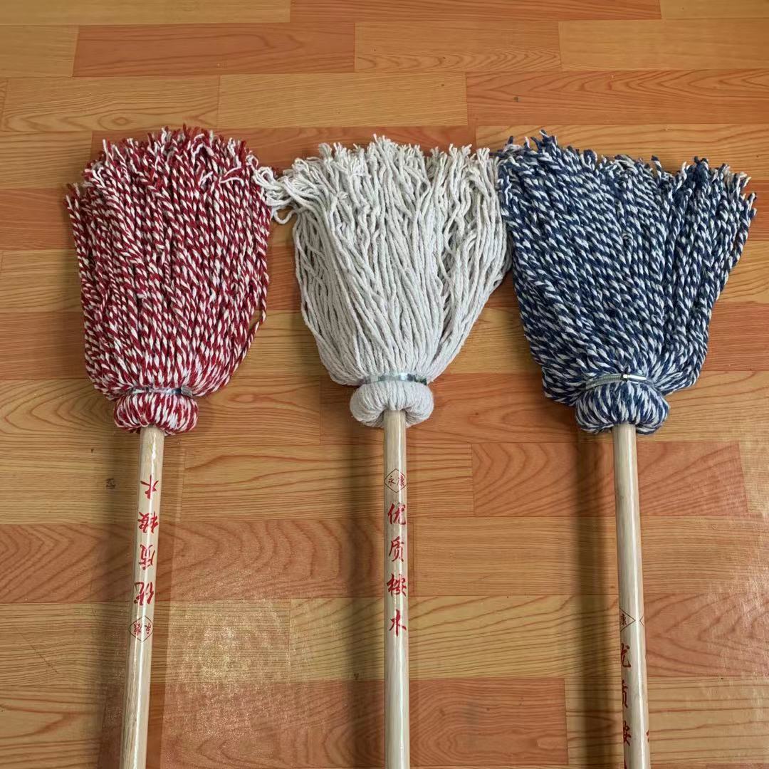 老式木柄拖把木柄木杆铁圆头拖把墩布老式棉线纱拖布环卫保洁学校