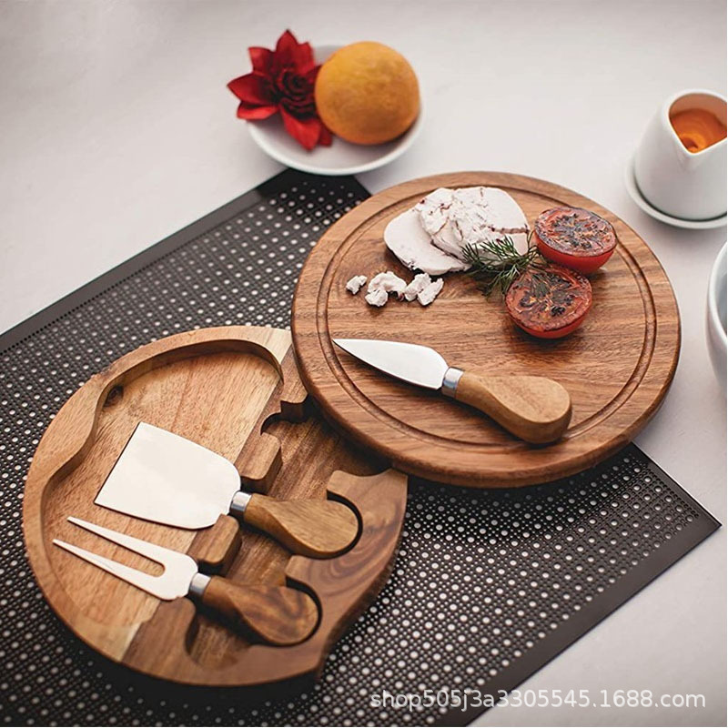 Cross-Border Wooden Cheese Plate Wooden Cheese Plate Set Cheese Plate Appetizer Fruit Plate Factory Direct Supply Bamboo Cheese Board