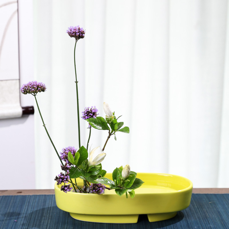 小原流专业花器 椭圆形 花道 插花 小原流花道花器