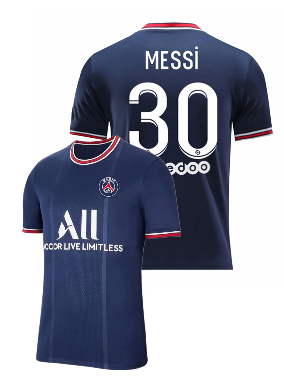 跨境新款巴黎圣日耳曼球衣主客30号梅西球衣7号姆巴佩10号内马尔