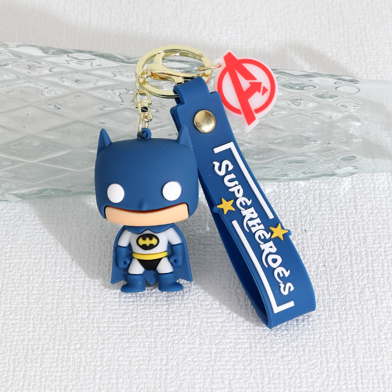 Cartoon Marvel Captain America Spider-Man Silicone Doll Keychain Pendant Batman Superhero Small Gift