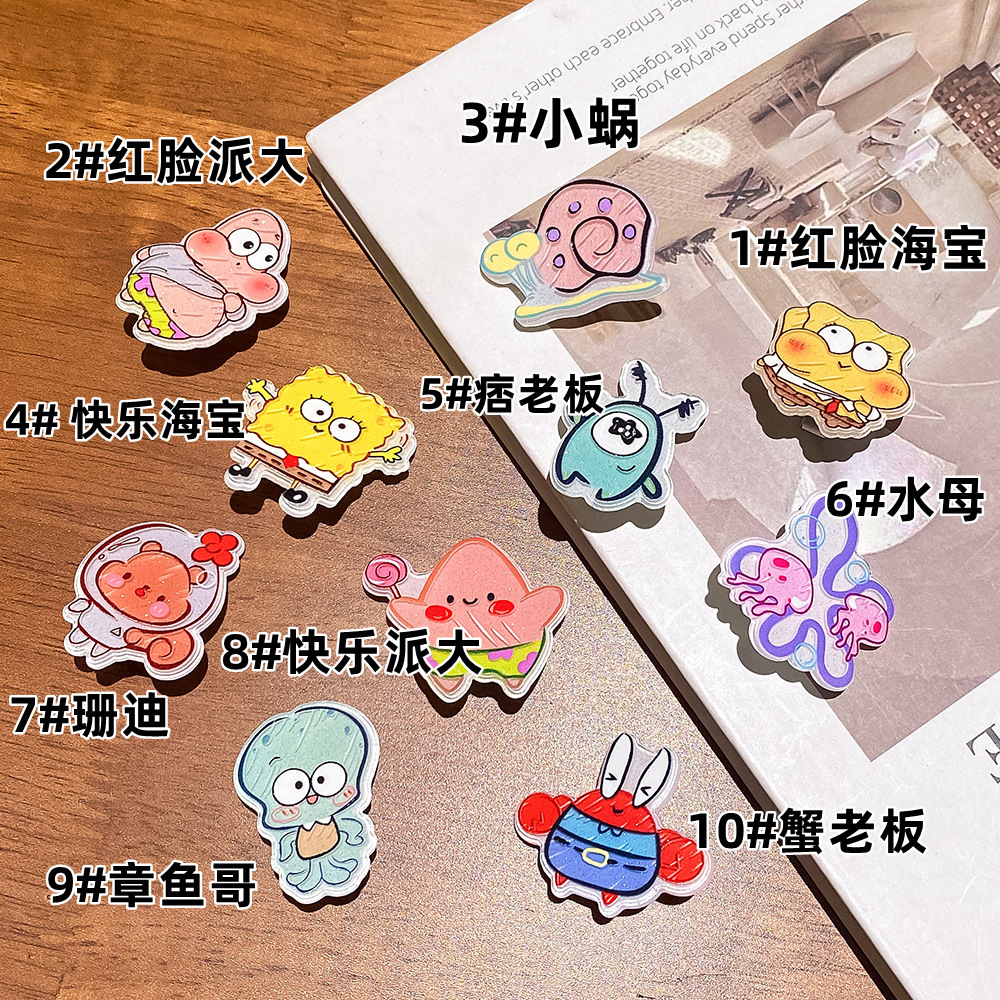 Cartoon Sponge Baby Cute Hairpin Girl Heart Acrylic Duckbill Clip Student Bangs Broken Hair Children Side Clip