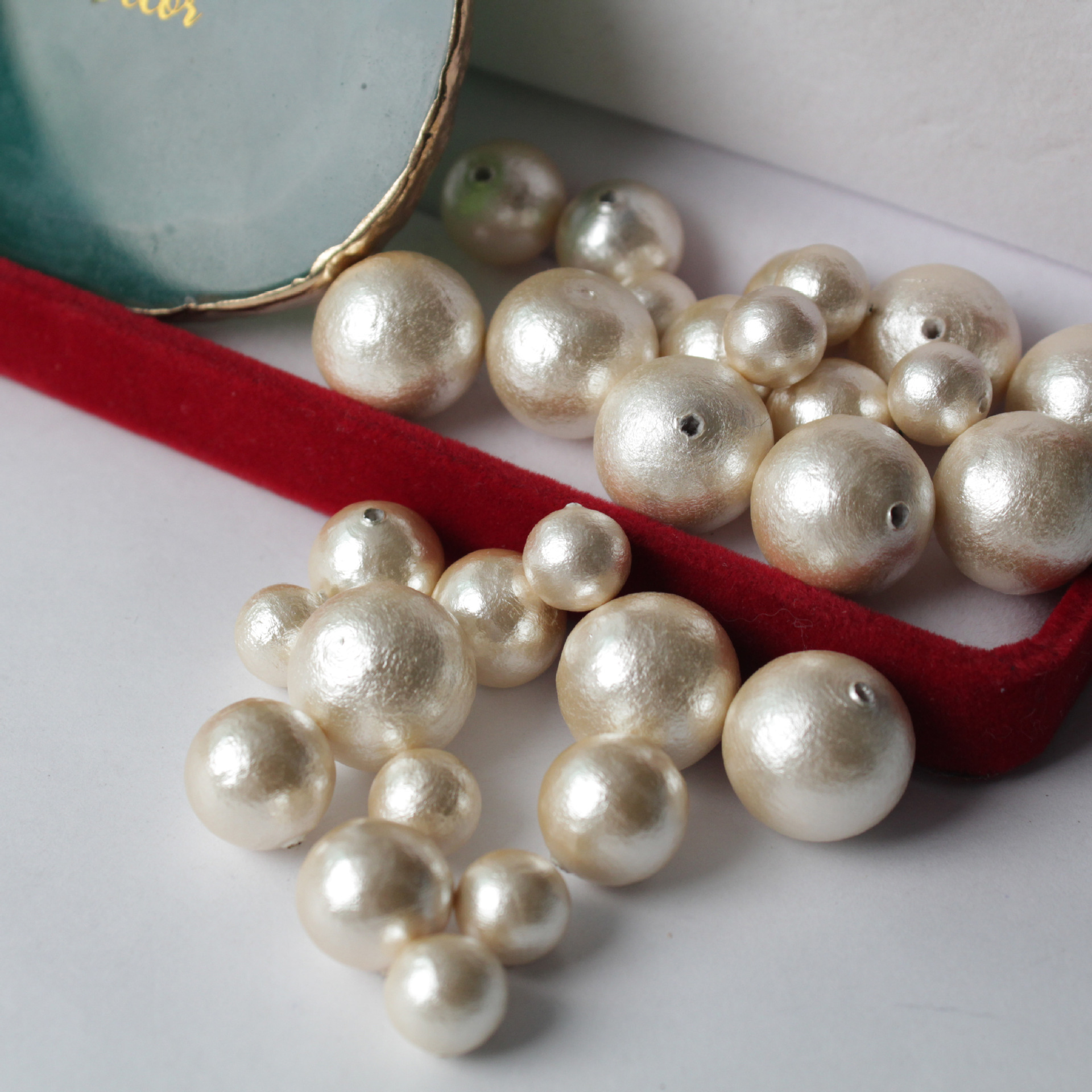 仿日本磨砂皱皮棉花珍珠8-18mm半孔 diy半成品配件耳环项链女散珠