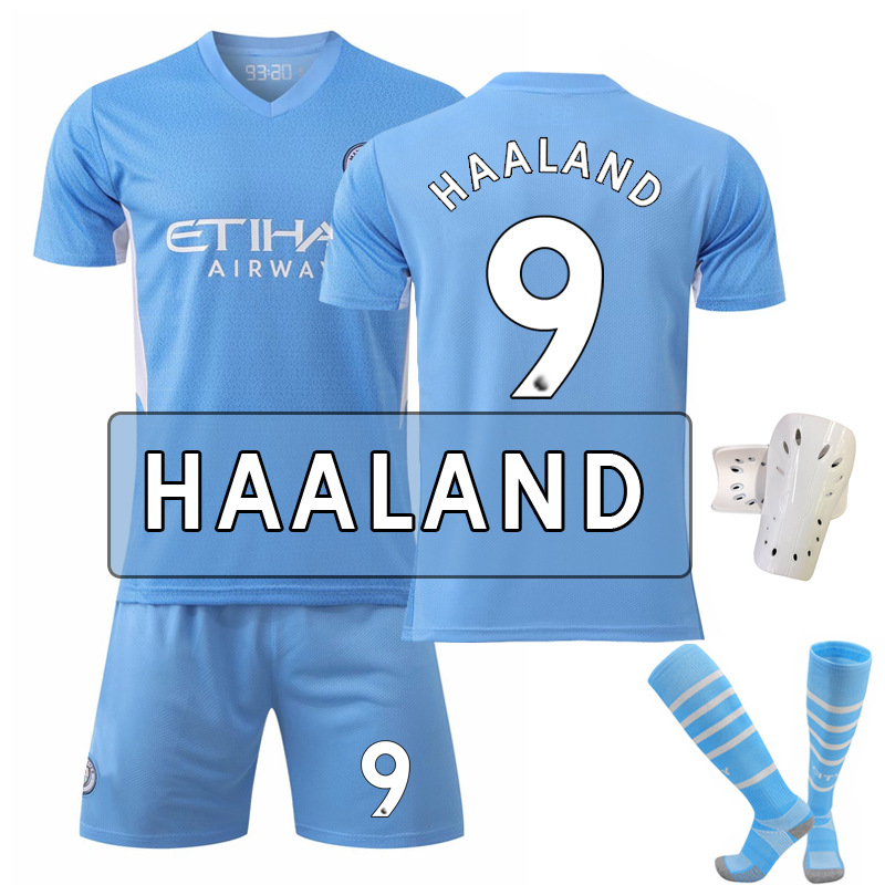 2122新赛季曼城主场9号哈兰德17号德布劳内蓝色球衣足球服大量货