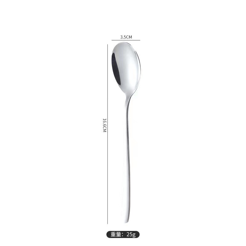 304 Stainless Steel Spoon Korean Dessert Spoon Fork Coffee Long Handle Stirring Household Spoon Factory Wholesale Can Be Customized Logo