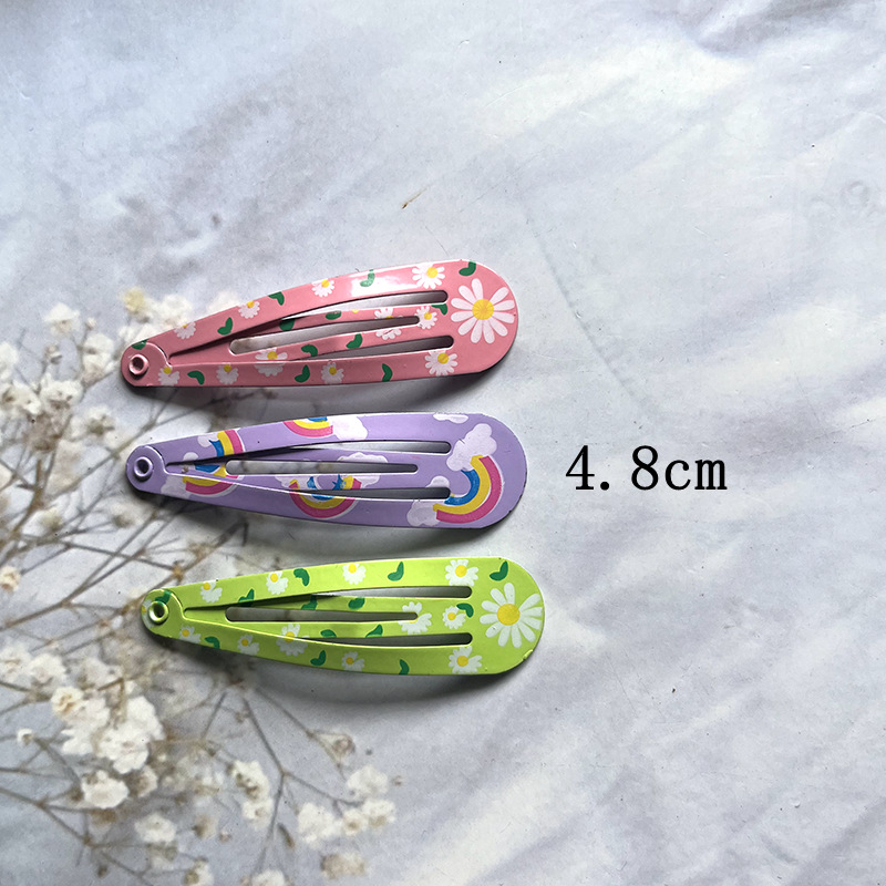 Cross-Border Children Barrettes Girls Internet Influencer Hairpin Paint Printing BB Clip Shredded Hair Bangs Clip Hairware Suit