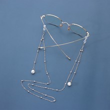 欧美跨境饰品 新款珍珠流苏眼镜链 气质圆珠链条口罩配饰