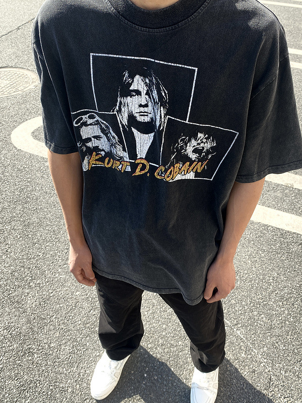 nirvana乐队柯本人像kurt cobain短袖vtg高街说唱情侣半袖潮牌t恤