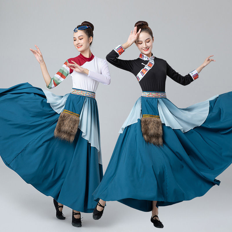 藏族舞蹈演出服新款少数民族夏装西藏长裙服装广场舞表演服女成人