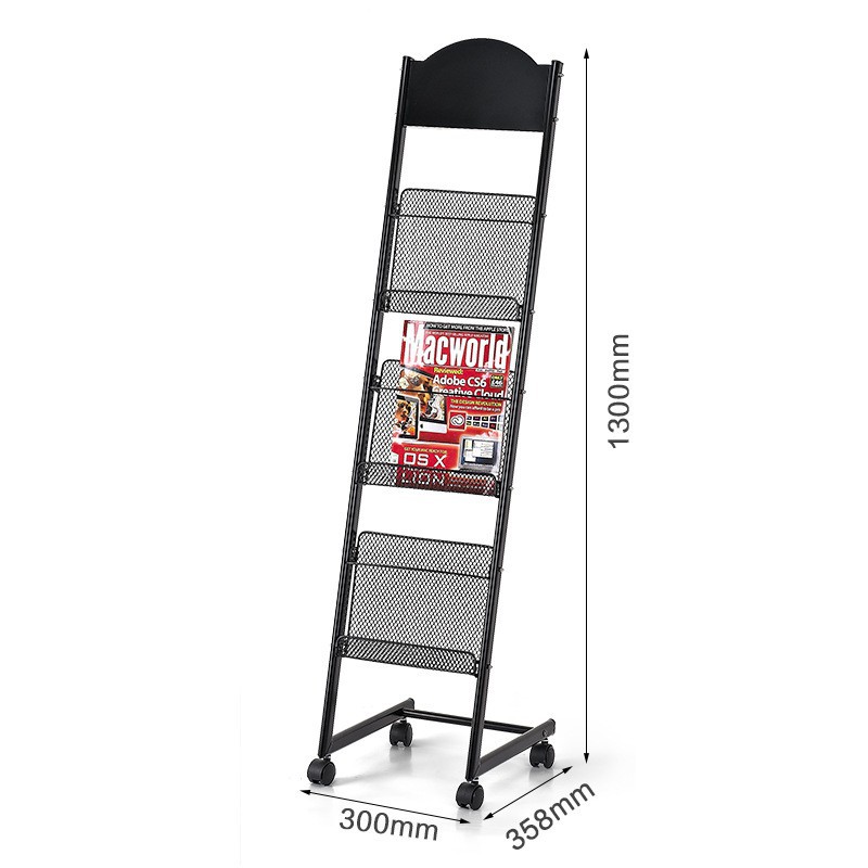 the Newspaper Stand Newspapers Rack Document Rack Magazine Rack Storage Book Shelf Metal Iron Floor Mobile Promotional Display Stand