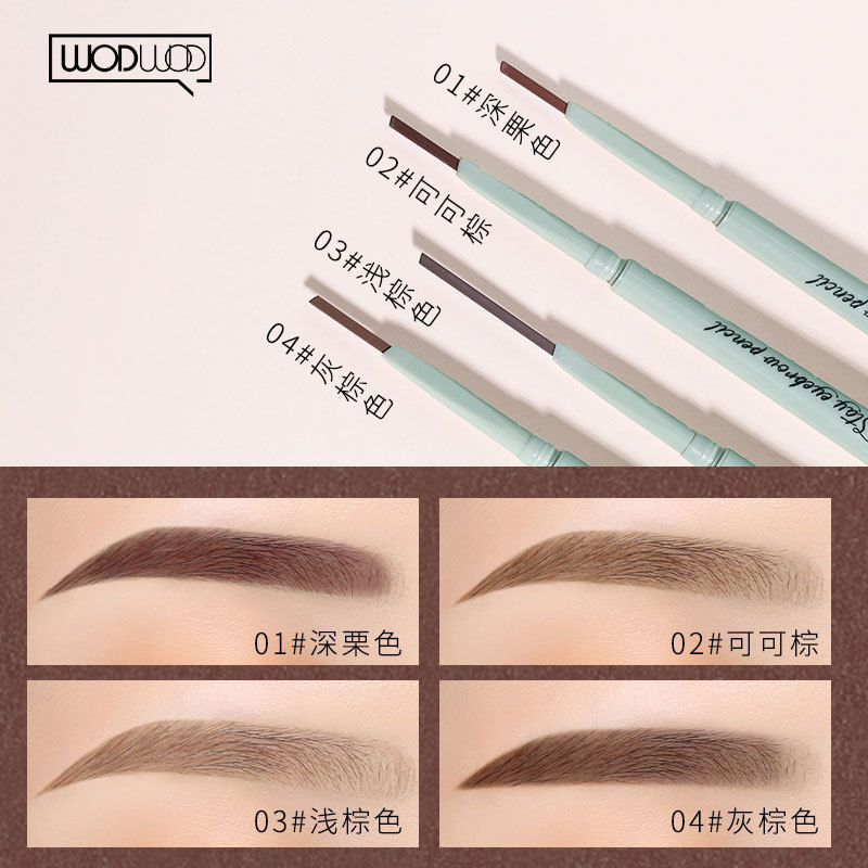 Wodwod Small Briefs Double-Headed Eyebrow Pencil Ultra-Fine Pen Point Ultra-Fine Waterproof Long Lasting Fadeless Distinct Look Wild Eyebrow