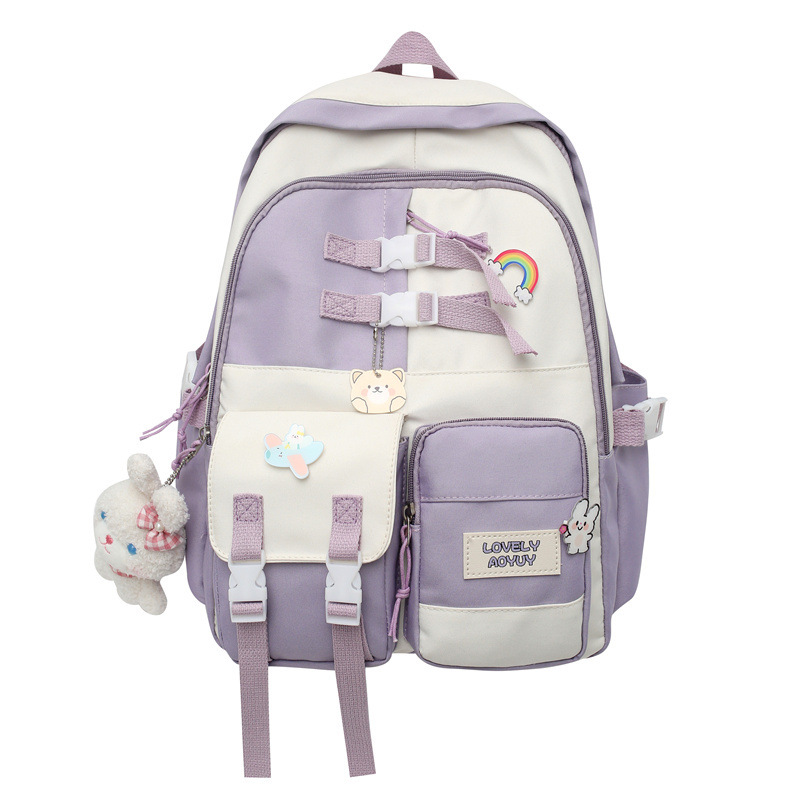 2023 New Trend Casual Contrast Color Backpack Wholesale Japanese Middle School Student Schoolbag Korean Style Partysu Backpack
