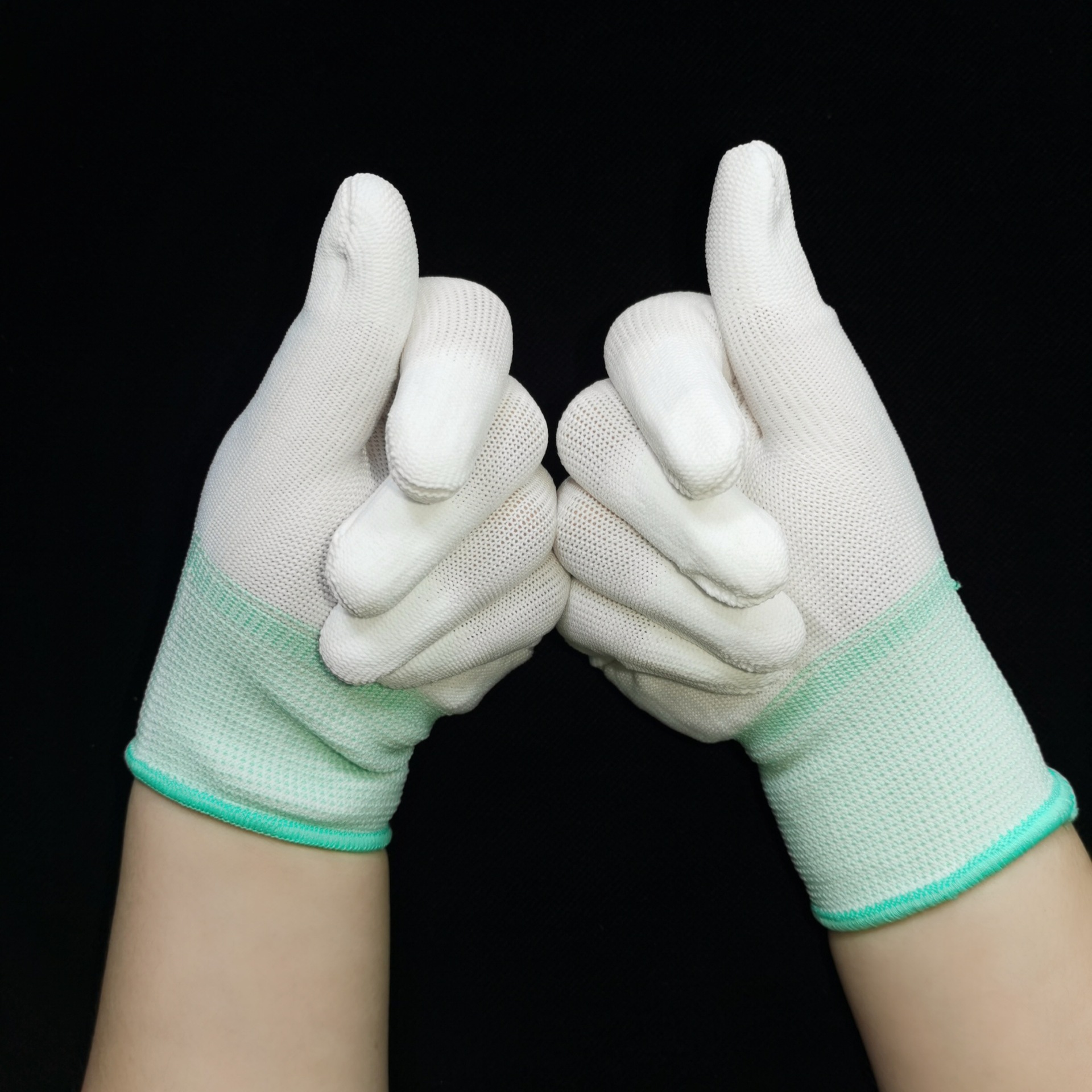 十三针尼龙pu涂掌手套白色无尘作业手套pu涂指手套劳保手套批发