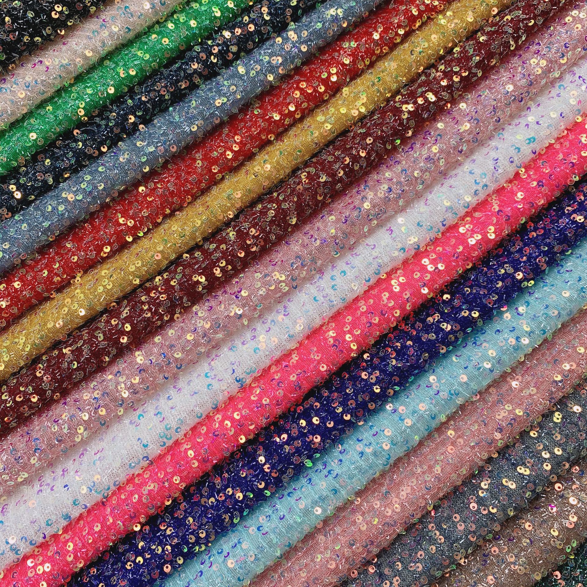 亮片面料3mm偏孔金光吊片亮丝绒底跨境服饰箱包鞋材