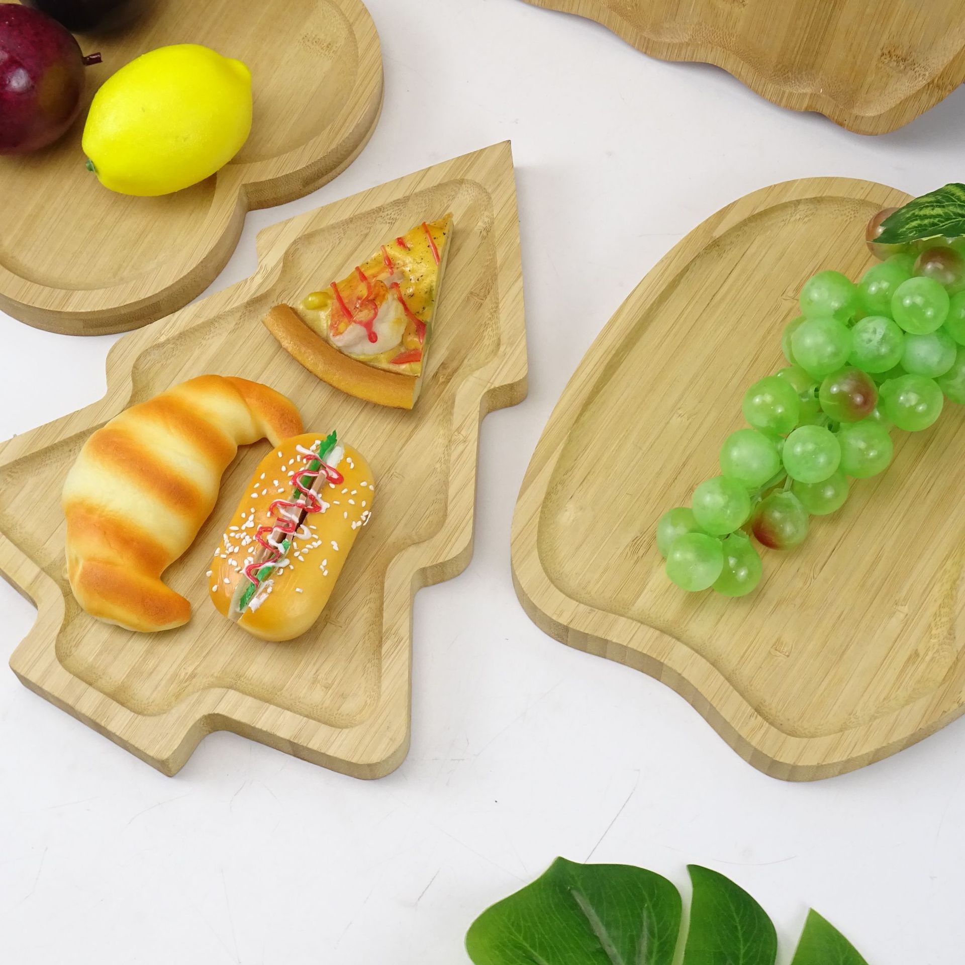 Solid Wood Bamboo Tray Household Wood Plate Bamboo Wood Tea Water Cup Tray Barbecue Plate Snacks Pastry Plate