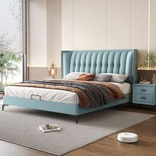 轻奢真皮床现代简约1.5米意式双人床1.8米婚床2米主卧大床
