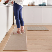 亚马逊亚麻厨房地板垫地垫水洗地毯跨境橡胶背衬天然斜纹厨房地毯