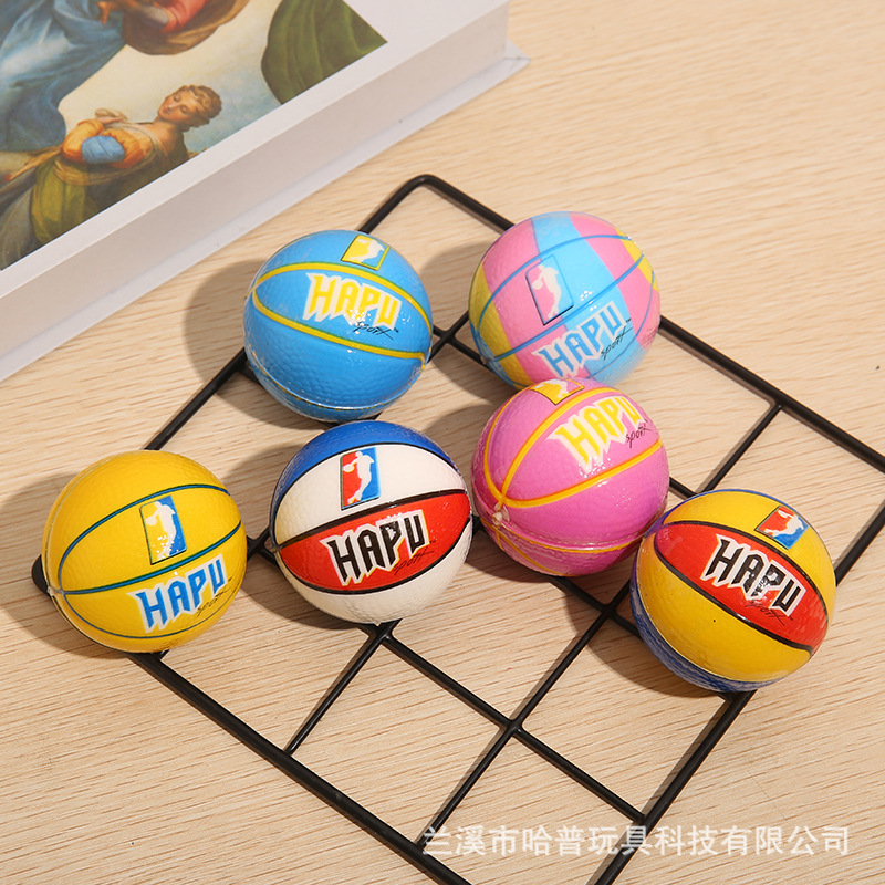 Six-Color Basketball 6cm High Elastic Pu Children's Toys Hot Sale Factory Direct Sales Environmentally Friendly Materials