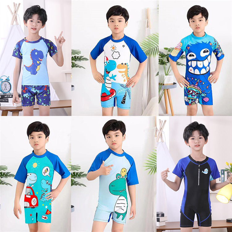 new children‘s swimsuit boys‘ one-piece cartoon cute sun protective boys‘ baby student surfing swimsuit hot spring swimsuit