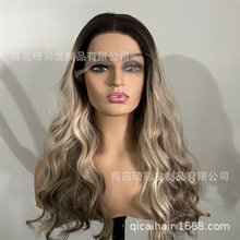 human hair假发渐变色长卷发蕾丝假发女hair wigs真人发假发头套