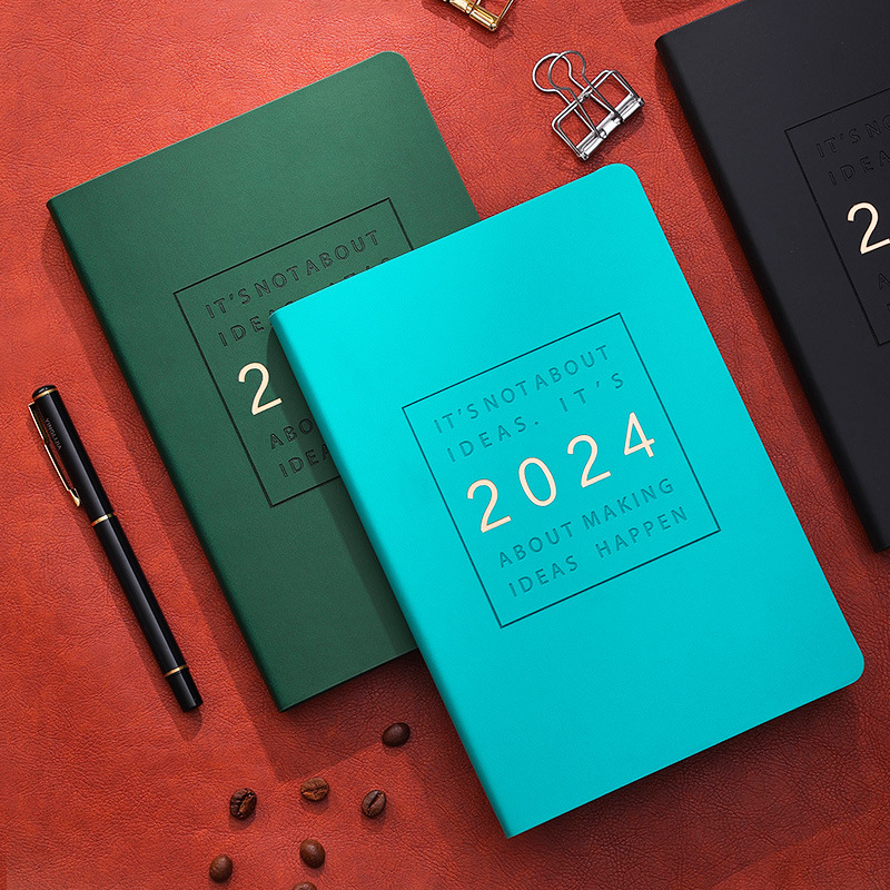 Spot Goods 2024 A5 English Spanish Schedule Book Efficiency Manual Business Notebook One Page a Day-Day Plan