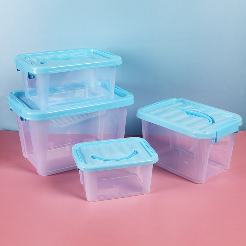 Plastic Storage Box Desktop Transparent Storage Box with Handle Snack Storage Box Storage Box on-Board Storage Box Toy Storage Box