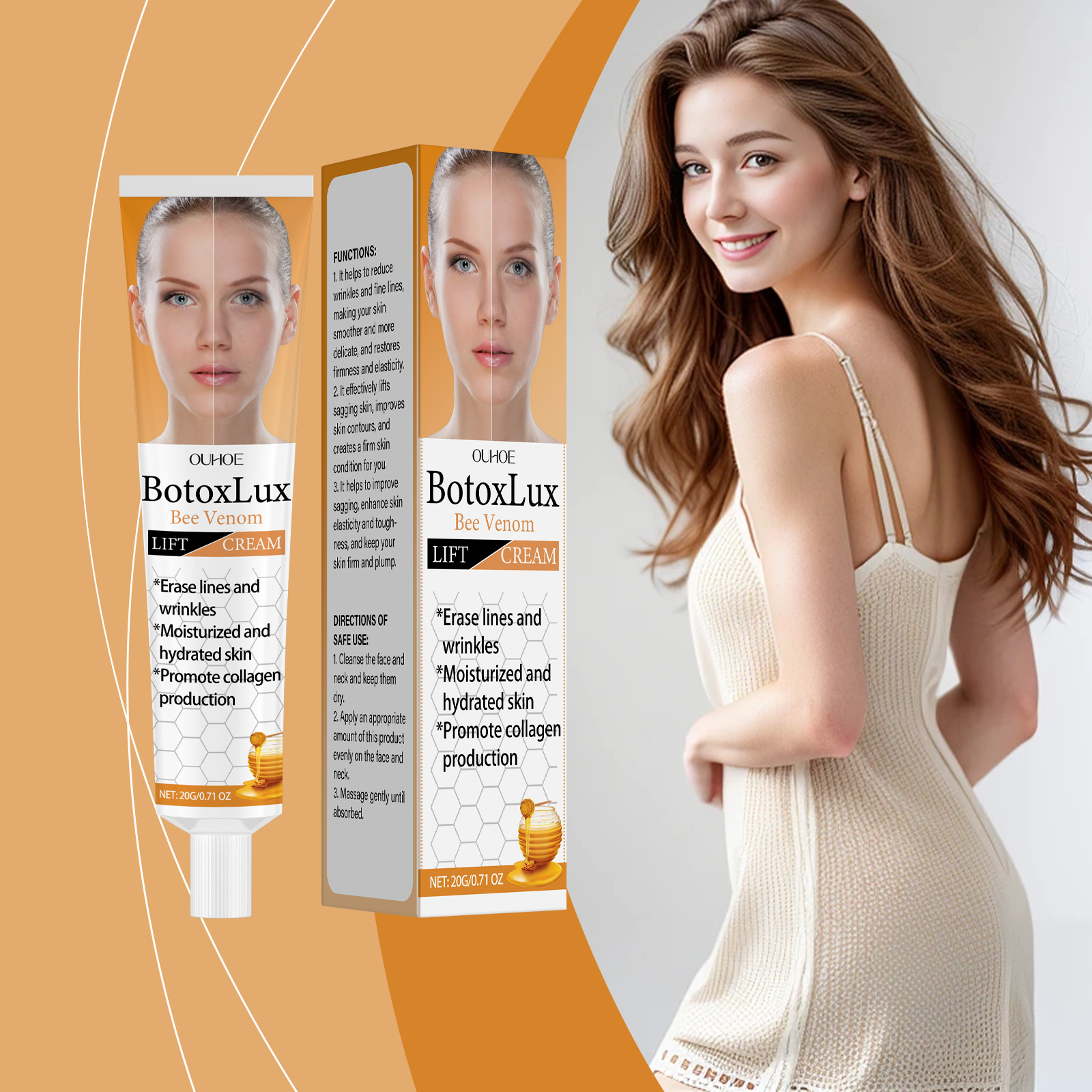 ouhoe蜂毒面部护理霜 温和保湿补水细腻脸部肌肤水润亮泽滋养面霜